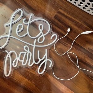 White Neon 'Let's Party' Sign